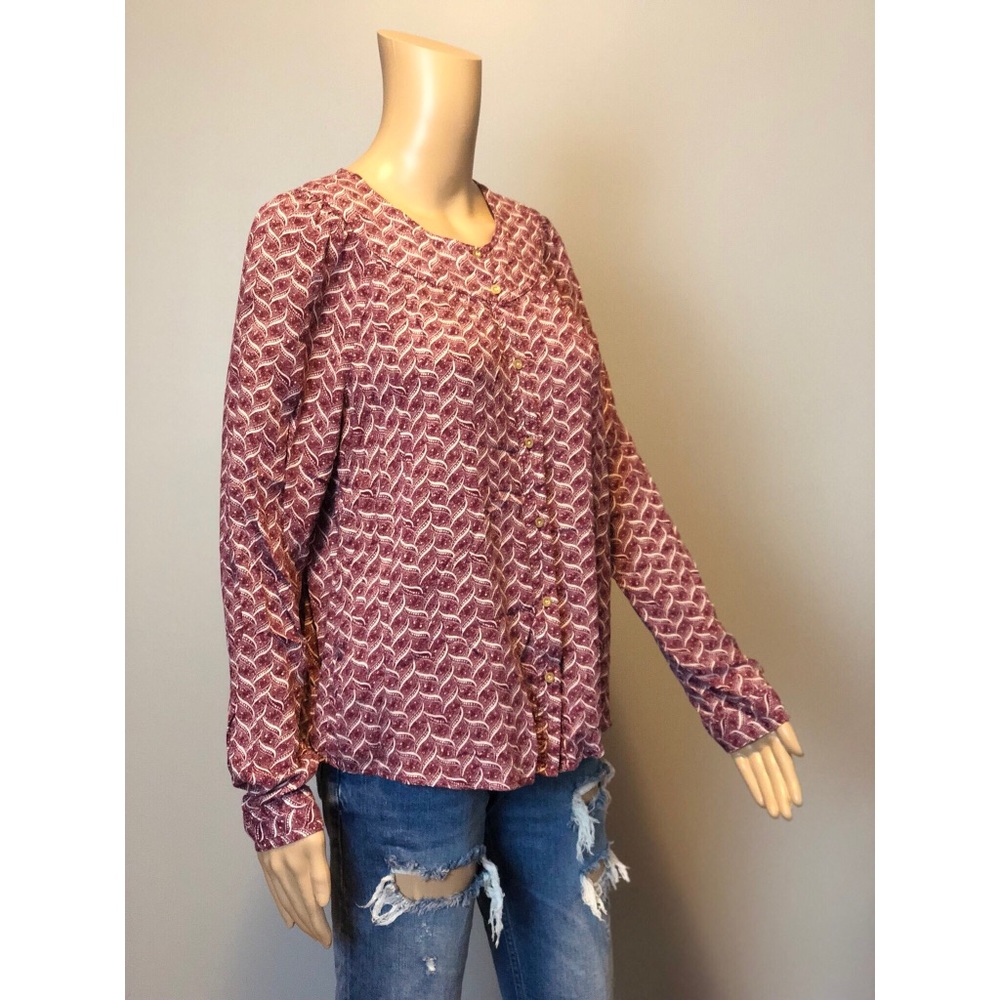 Maeve Anthropologie Prin Rayon Button Blouse Top View 2